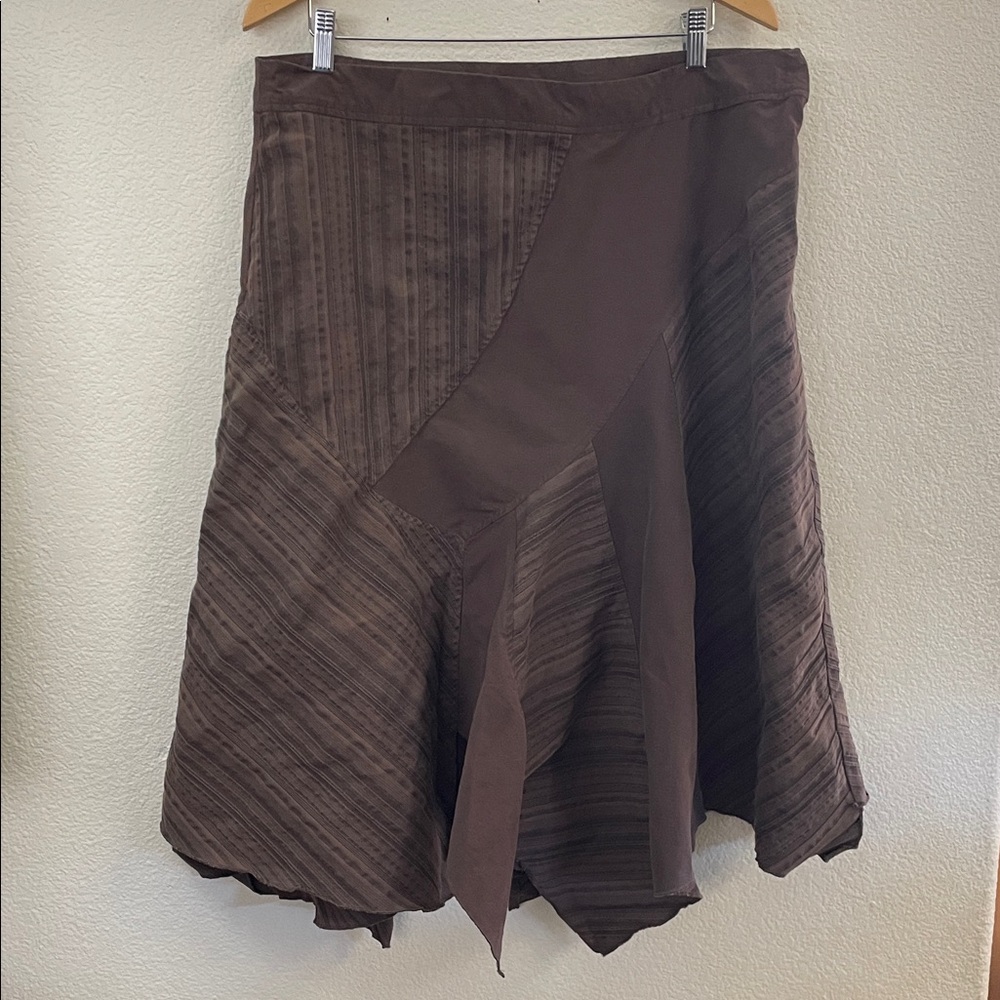 La Redoute Brown Patchwork A-Line Skirt designed in France 19x28 on trend 16